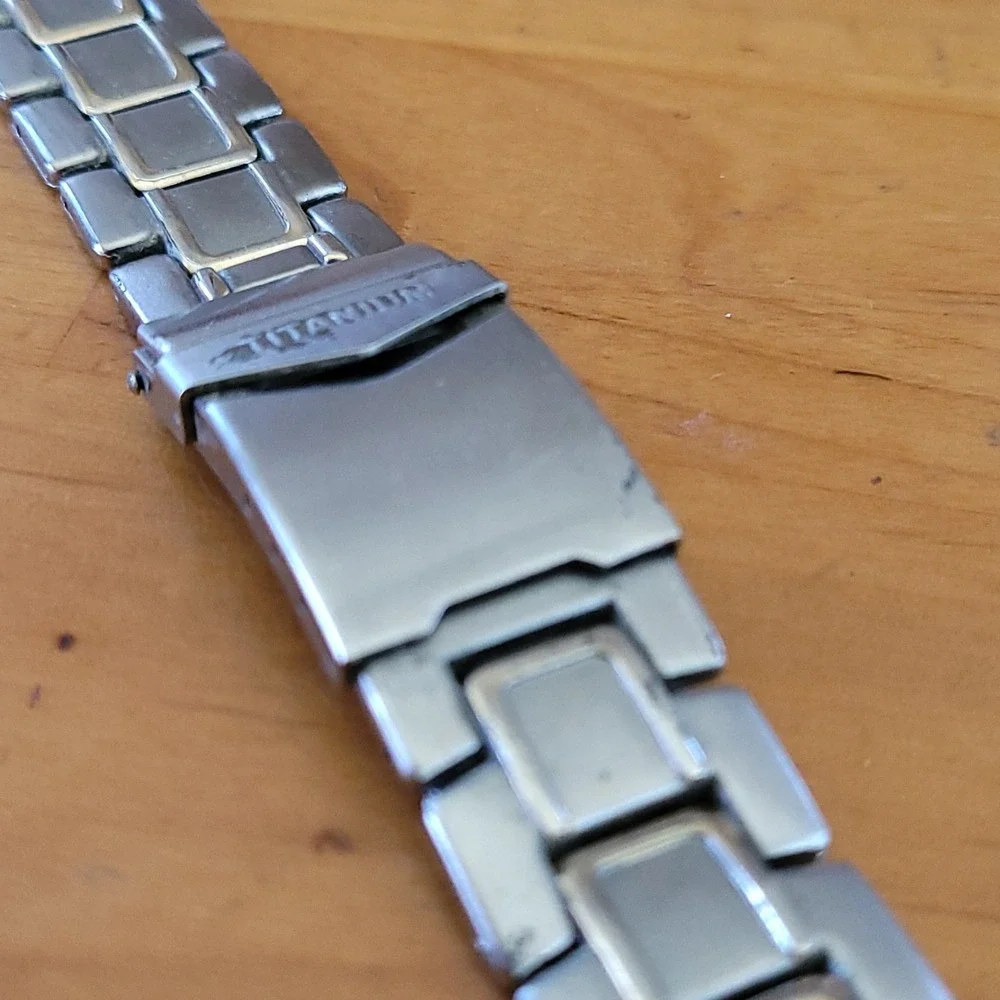Vintage Titanium Link Bracelet 7in Matte Silver Tone Heavy Mens Unisex